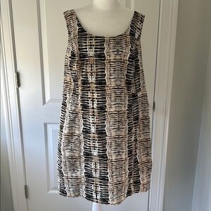 Rafaella Black Tan White Sleeveless Scoop Neck Sheath Dress 18W